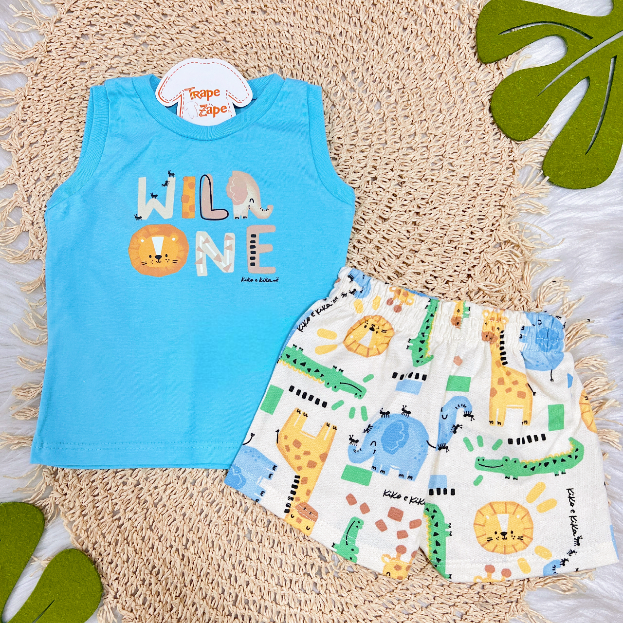 Conj. Regata Wild One e Bermuda Safari - Azul